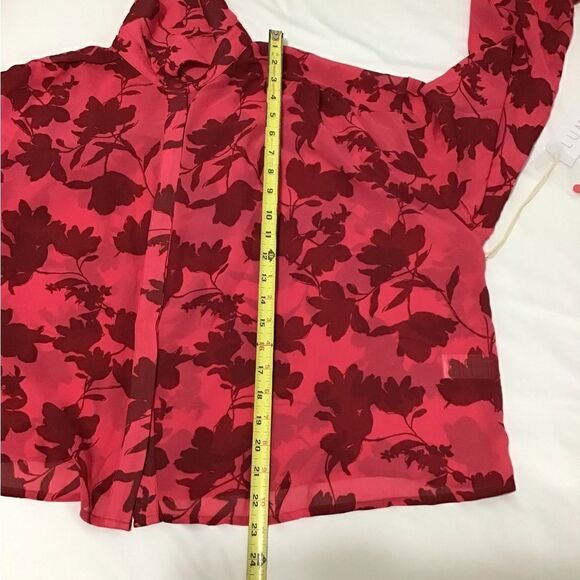 Lumiere Pink Blouse Floral Print Oversized Sheer New Size Large - Picture 9 of 12